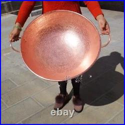 Pure Copper Frying Pan Handmade Double Handle Large Household Wok Pot