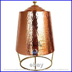 Pure Copper Hammered Design Double Wall Water Dispenser Pot Tank With Brass