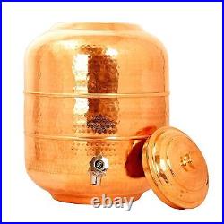 Pure Copper Hammered Design Water Pot/Dispenser with Brass Tap 5.5 Liters