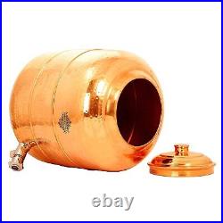 Pure Copper Hammered Design Water Pot/Dispenser with Brass Tap 5.5 Liters