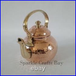 Pure Copper Hammered Tea Kettle With 2 Serving Tea Cups Set Housewarming Gifts