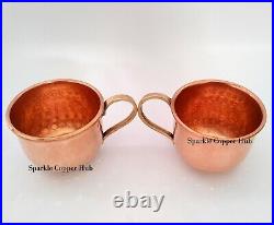 Pure Copper Hammered Tea Pot Kettle With 6 Serving Tea Cups Set Coffee Cups Set