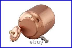 Pure Copper Hammered Water Dispenser Storage Pot Matka Ayurvedic Benefits 12 Ltr
