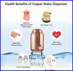 Pure Copper Matka Water Dispenser 5 Litre, Tamba Matka Copper Pot with 1 Glass