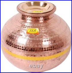 Pure Copper Matka Water Dispenser Container Pot with 1 Glass Tumbler, 6.5 litres