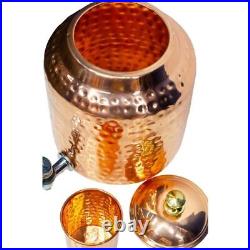 Pure Copper Matka Water Dispenser Pot with Tap & Lid for Storage Water Home