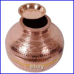 Pure Copper Matka Water Storage Dispenser Container Pot With 1 Tumbler 169 Oz