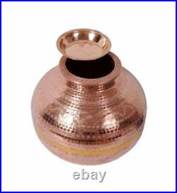 Pure Copper Matka Water Storage Dispenser Container Pot With 1 Tumbler 169 Oz