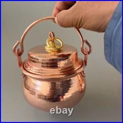 Pure Copper Soup Pot Hot Pot Handmade Lid Multi Use Double Handle Small