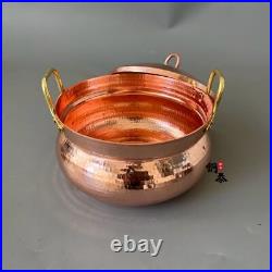 Pure Copper Soup Stew Pot Cute Double Handle Lid Handmade Outdoor Retro/Origin