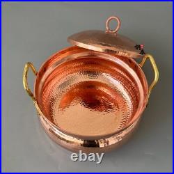 Pure Copper Soup Stew Pot Cute Double Handle Lid Handmade Outdoor Retro/Origin