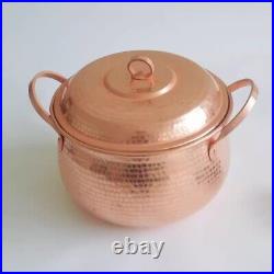 Pure Copper Soup Stew Pot Deepened Double Handle Gas/Induction Cooker Handmade