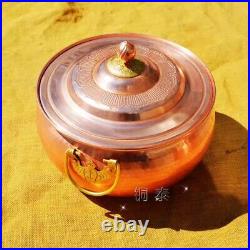Pure Copper Stew Pot Casserole Soup Pot Lid Double Handle Gas Induction Cook