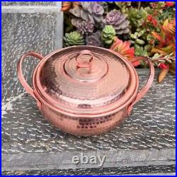 Pure Copper Stew Pot Casserole Soup Pot Lid Thick Handmade Gas/Induction Cook