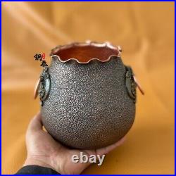 Pure Copper Tea Bowl Handle Kung Fu Pot Handmade One Full Piece High Grade