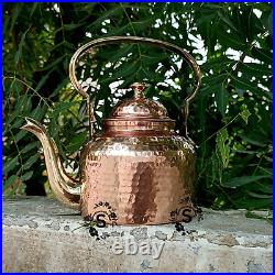 Pure Copper Tea Kettle, Copper Teapot Coffee Serving Pot 36 Oz Antique Gift Set