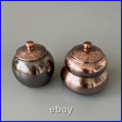 Pure Copper Tea Pot Storage Container Thick Gourd Round Shaped with Lid Handmade