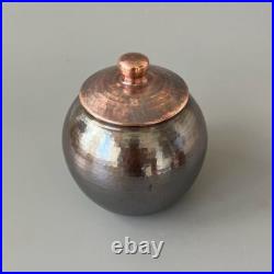 Pure Copper Tea Pot Storage Container Thick Gourd Round Shaped with Lid Handmade
