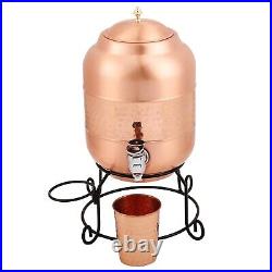 Pure Copper Water Dispenser 5 Litre Leak Proof Container Pot Stand and Glass