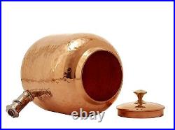 Pure Copper Water Dispenser Container Pot Matka, 2 Glass, 6.5 Litres, Set of