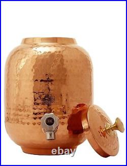 Pure Copper Water Dispenser Container Pot Matka, 2 Glass, 6.5 Litres, Set of