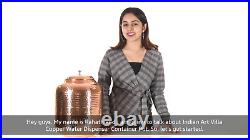 Pure Copper Water Dispenser Container Pot Matka, 2 Glass, 6.5 Litres, Set of