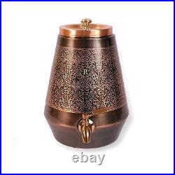 Pure Copper Water Dispenser Container Pot With Copper Lid Good For Health 5 Ltr