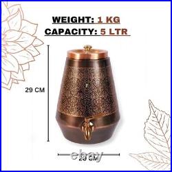 Pure Copper Water Dispenser Container Pot With Copper Lid Good For Health 5 Ltr