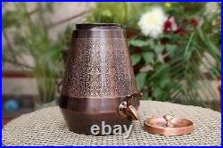 Pure Copper Water Dispenser Container Pot With Copper Lid Good For Health 5 Ltr