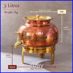 Pure Copper Water Dispenser(Matka)Pot with Tap for Ayurvedic Health Benefits(3L)
