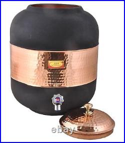 Pure Copper Water Dispenser Matka Silk Finish Pot for Health Benefits 12 Ltr