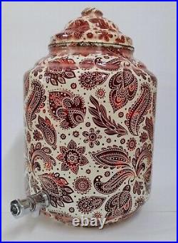 Pure Copper Water Dispenser Matka printed Container Pot Healthy Ayurveda 12 L