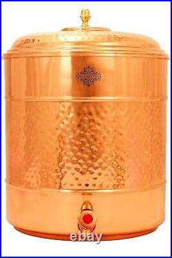 Pure Copper Water Dispenser Pot Lid Counter Top Storage Water 3.78 Us Gallon