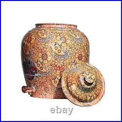 Pure Copper Water Dispenser Printed (Matka/Pot) Container Pot Aayurveda 14L