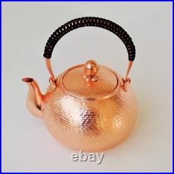 Pure Copper Water Kettle Tea Milk Pot Handle Lid Handmade One Full Piece Copper