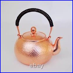 Pure Copper Water Kettle Tea Milk Pot Handle Lid Handmade One Full Piece Copper