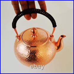 Pure Copper Water Kettle Tea Milk Pot Handle Lid Handmade One Full Piece Copper