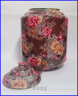 Pure Copper Water Pot (Matka) Dispenser Container Finish Print In Floral Design