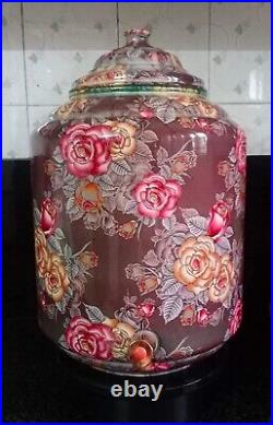 Pure Copper Water Pot (Matka) Dispenser Container Finish Print In Floral Design