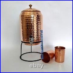 Pure Copper Water Storage Pot, Hammered Finfish Copper Pot Stand 4 Copper Glass