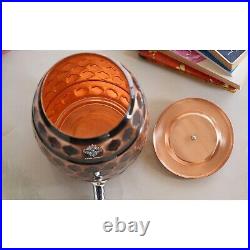 Pure Indian Copper Water Dispenser Container Pot Matka Antique Diamond 5 LTR