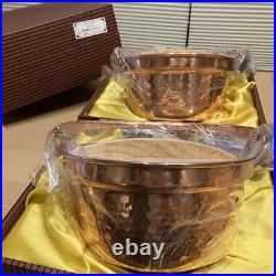 Pure copper PAN Cookware Set of 2 Deep Frying Pot Nabe 22cm 8.6? Made in Japan