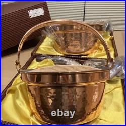 Pure copper PAN Cookware Set of 2 Deep Frying Pot Nabe 22cm 8.6? Made in Japan