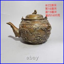 Pure copper antique Qianhe tea pot decoration