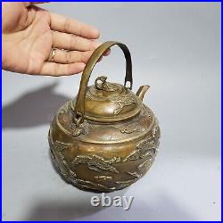 Pure copper antique Qianhe tea pot decoration