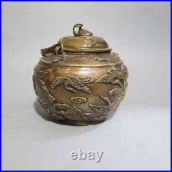 Pure copper antique Qianhe tea pot decoration