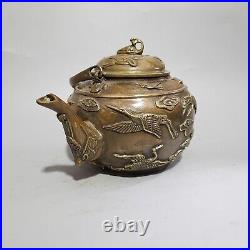 Pure copper antique Qianhe tea pot decoration