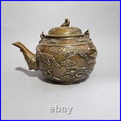 Pure copper antique Qianhe tea pot decoration