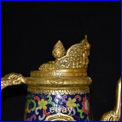 Pure copper cloisonn é filigree dragon head wine pot ornament