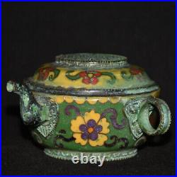 Pure copper cloisonne silk beastly picture wine pot decoration